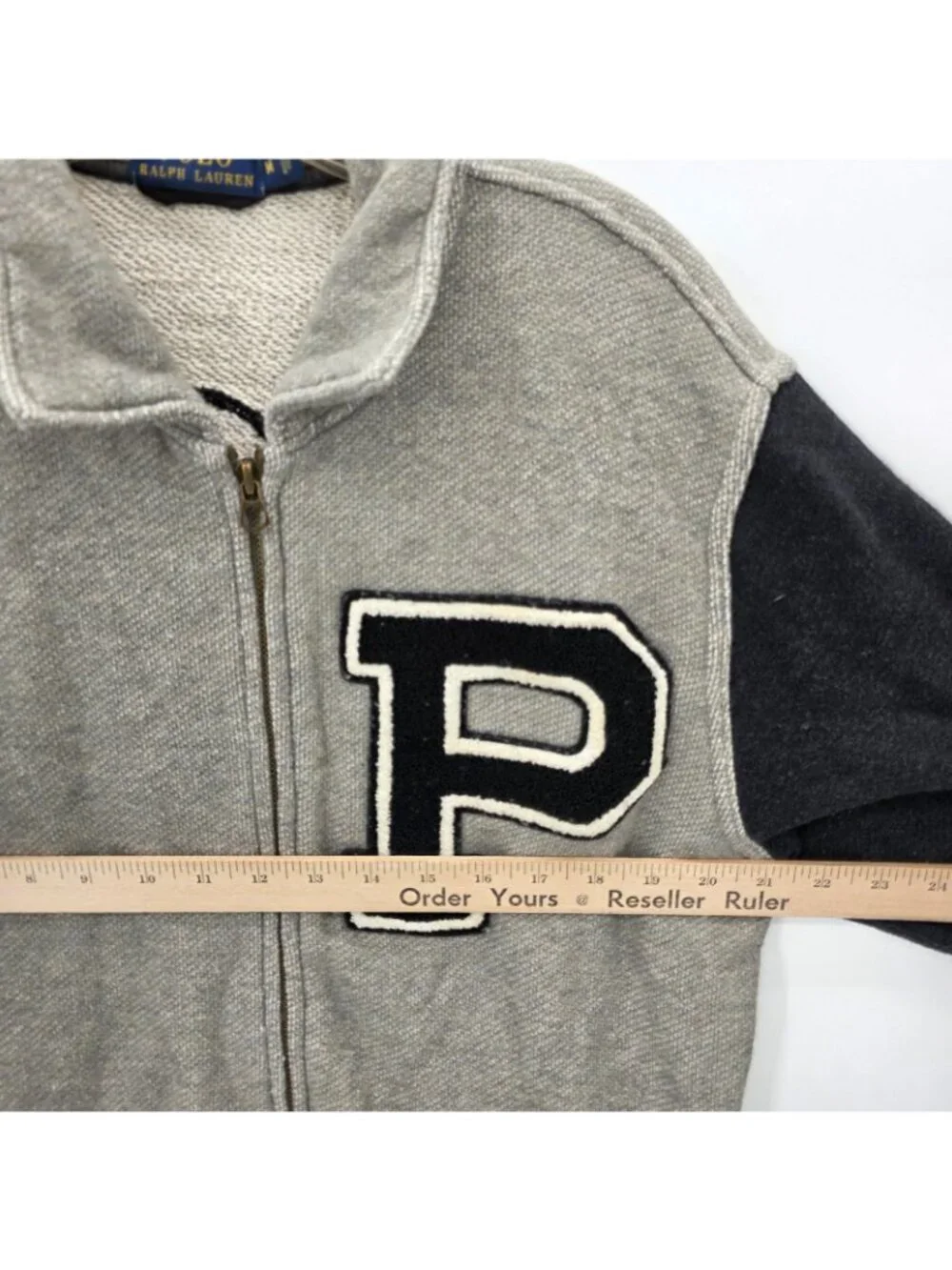 Vintage Polo Ralph Lauren Jacket Mens M Gray Varsity Indian Head Athletic Club